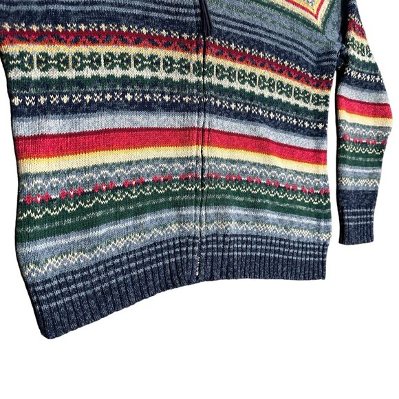 Vintage Tiara International Womens M Striped Tight Knit Sweater Full Zip Cotton - Picture 5 of 14